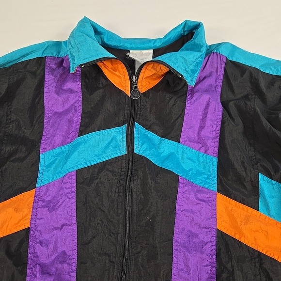 Vintage 80s Adidas Track Jacket Mens Size XL Purple Teal Orange Black Trefoil - Picture 16 of 16